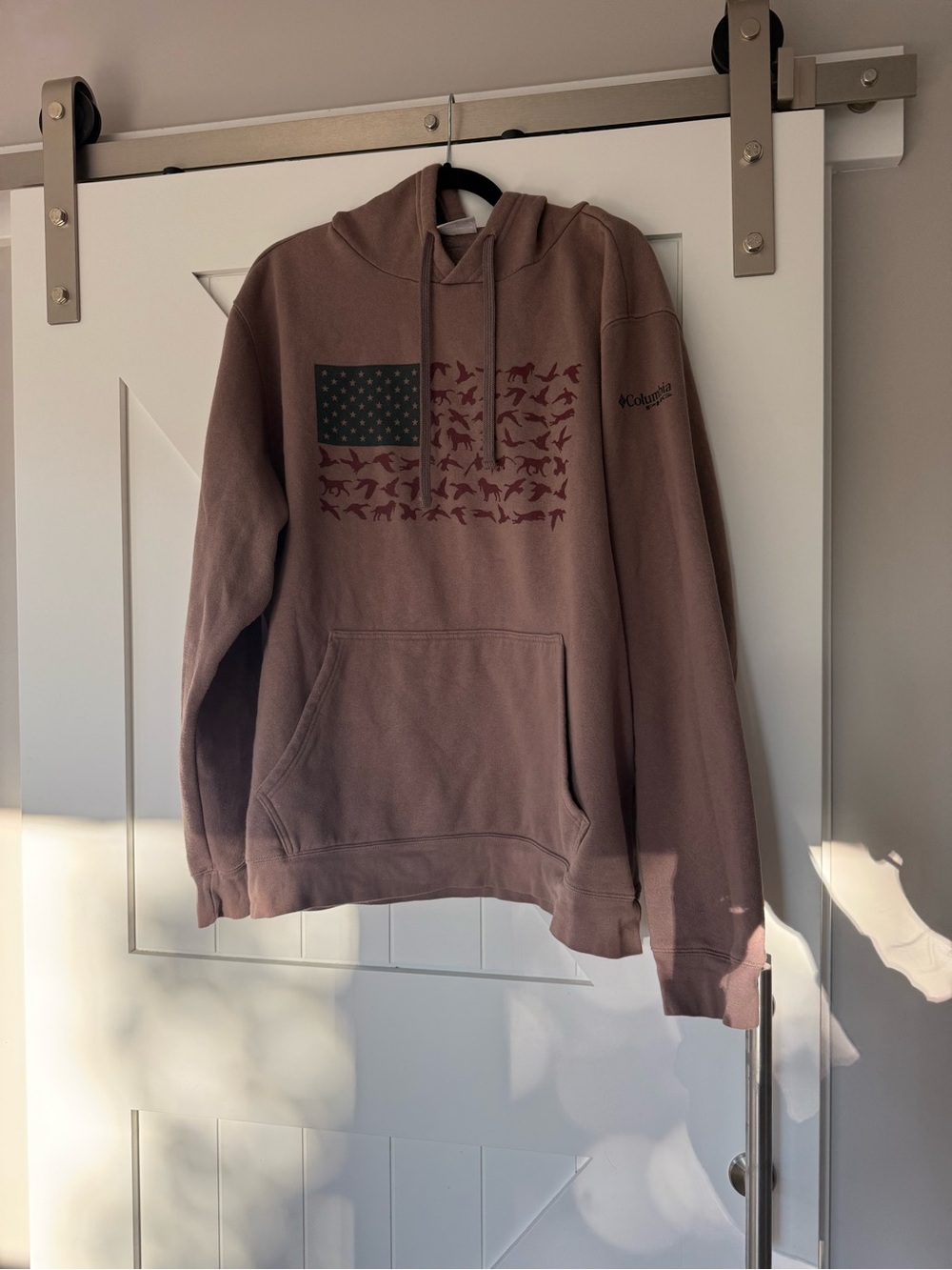 Columbia brown Hoodie with Flag Graphic